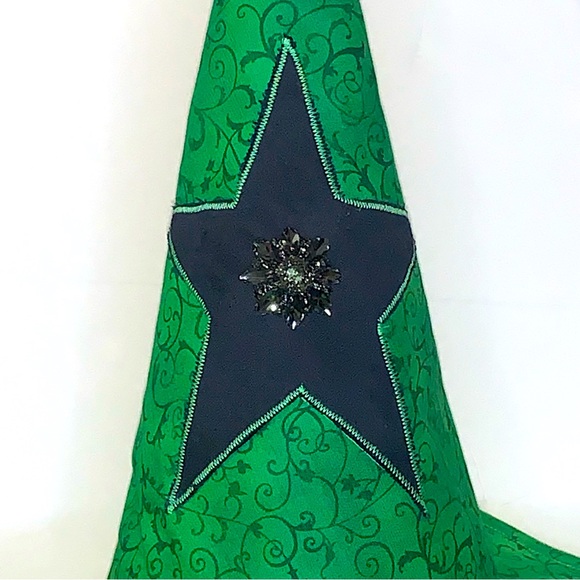 Handcrafted Halloween Witch Hat Green Black One-of-a-Kind Wicked Elphaba - Picture 6 of 6